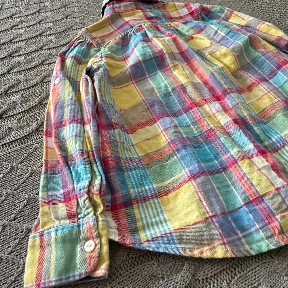 Ralph Lauren Pastel Plaid Ruffled Button Down ~ 5